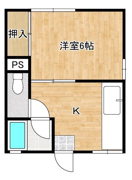 コーポ奥名B(1K/1階)の間取り写真