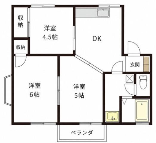 メゾンやしお(3DK/2階)の間取り写真