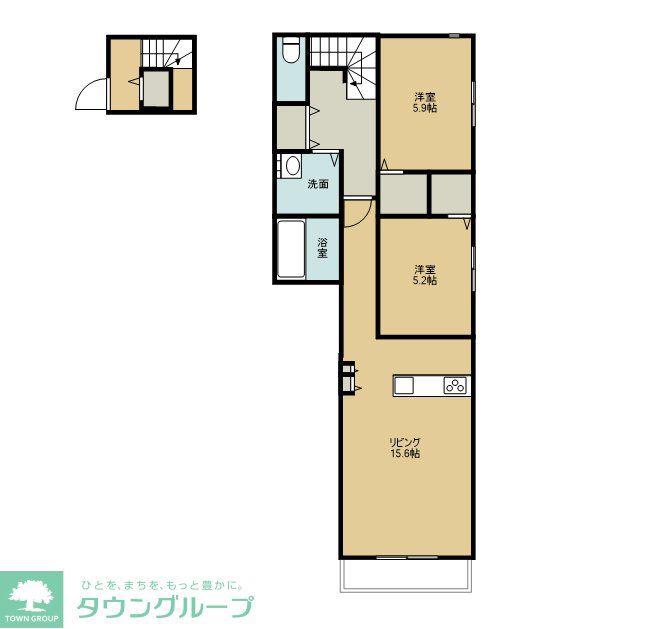 アドラブール(2LDK/2階)の間取り写真