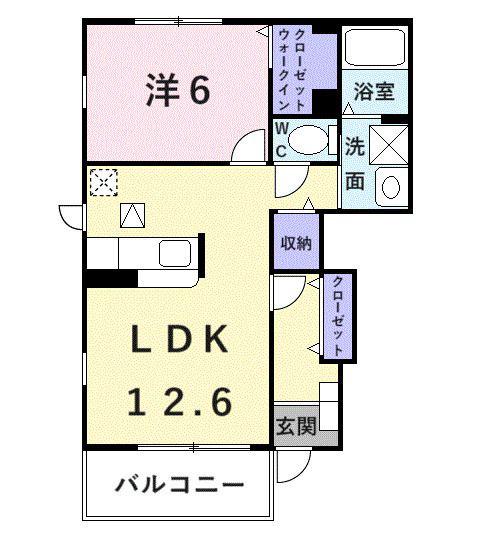 パレスハーモニー(1LDK/1階)の間取り写真