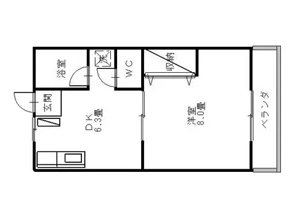 MSハイツI(1DK/1階)の間取り写真