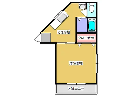 リバイブヒルズ(1K/1階)の間取り写真