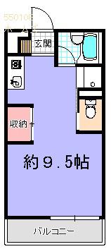 パークサイドハイツ B棟(ワンルーム/2階)の間取り写真