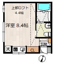 FIRST PROPERTY(ワンルーム/2階)の間取り写真