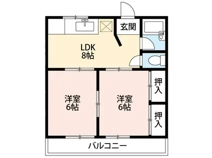 ハイツ柿田(2DK/1階)の間取り写真