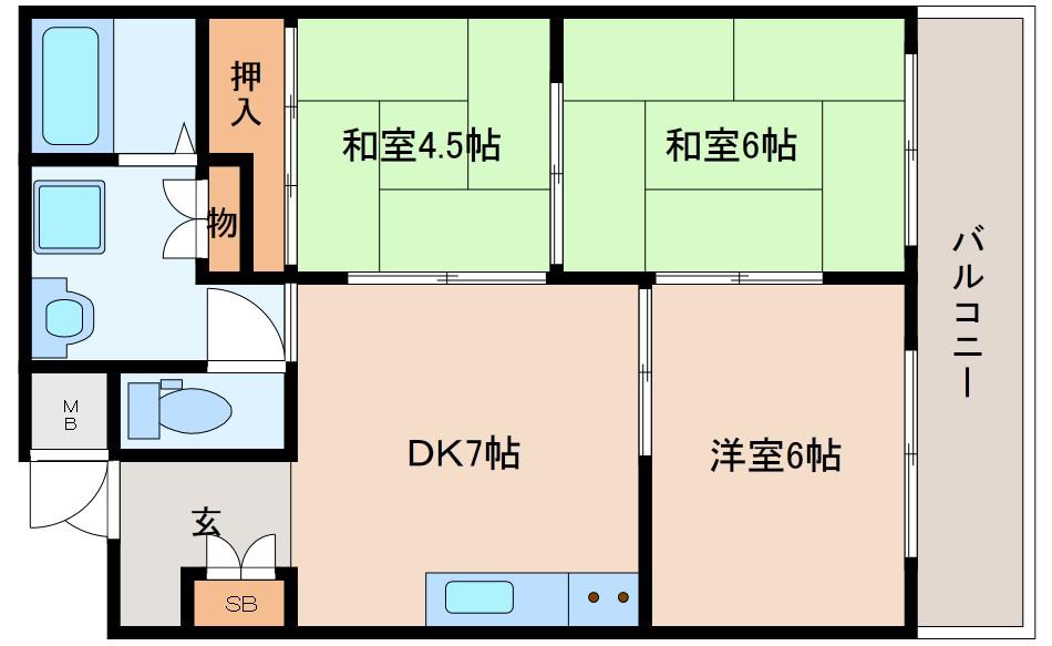 第3北浦ハイツ(3DK/3階)の間取り写真