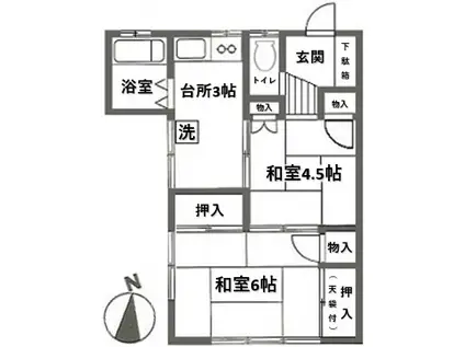 栄コーポラスII(2K/2階)の間取り写真