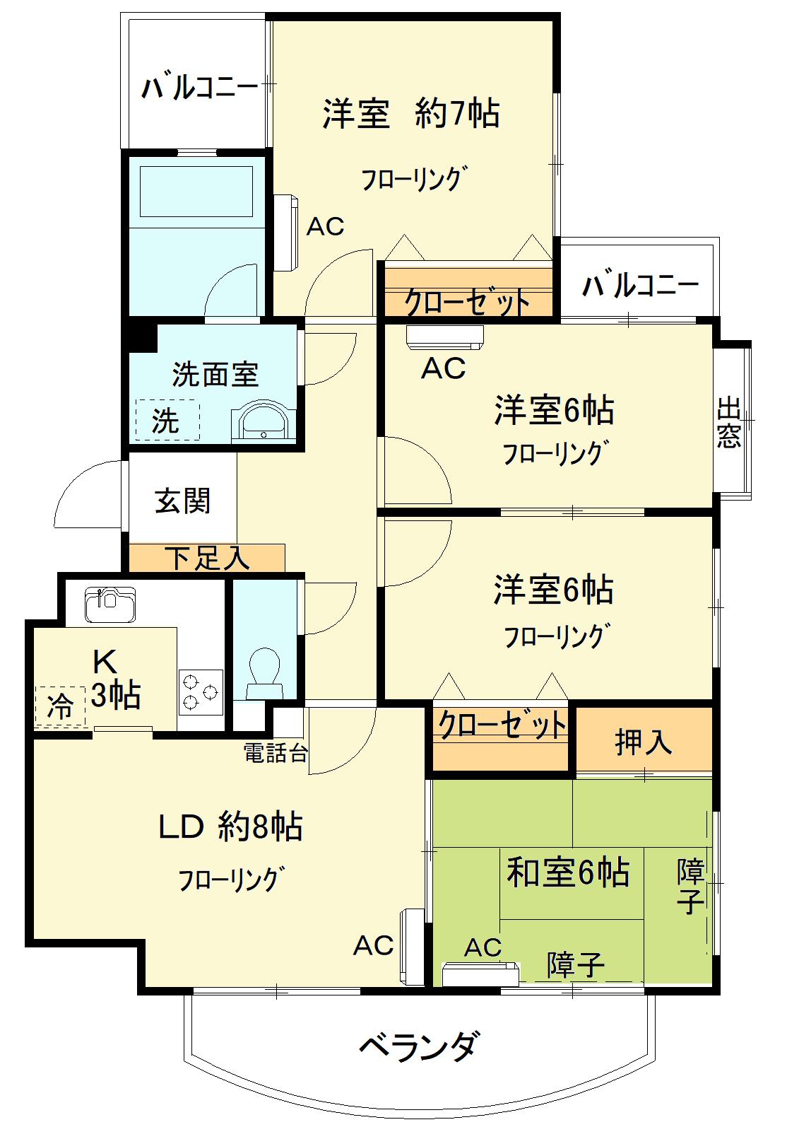アクトピア・ガーデン山(4LDK/3階)の間取り写真