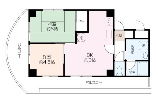 エムアイビル(2DK/3階)の間取り写真