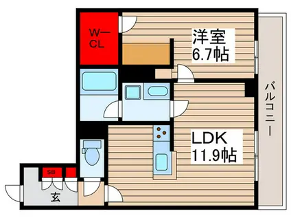 アティチュード(1LDK/1階)の間取り写真