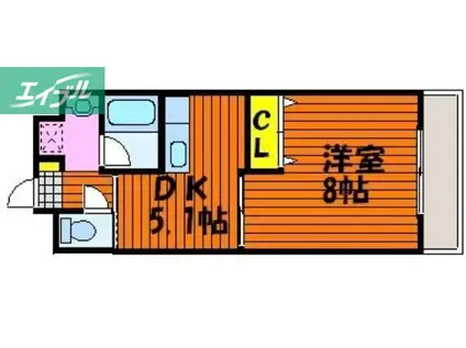 COCO学南町(1DK/1階)の間取り写真