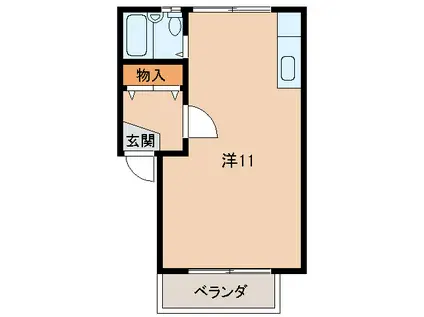 コスモ栄谷(ワンルーム/3階)の間取り写真