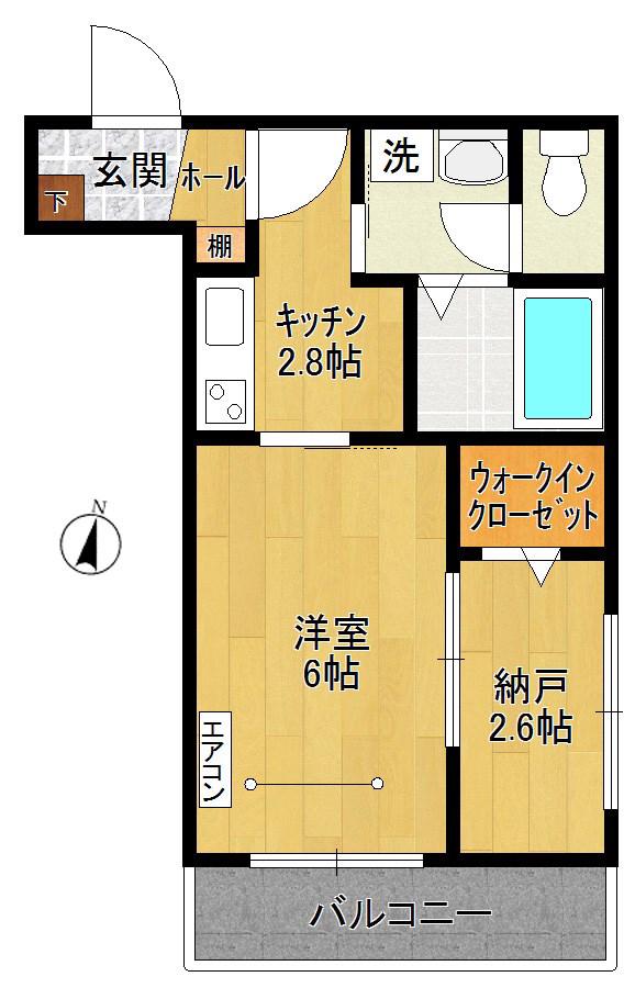 ウィンドヒル(1SK/3階)の間取り写真