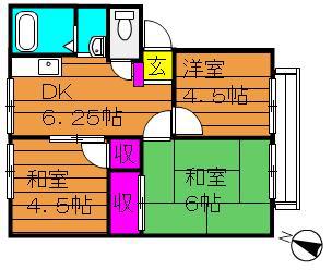 ガーデン三宅ハイツ(3DK/2階)の間取り写真