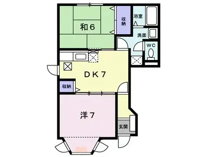グリーンコート東館A(2DK/1階)の間取り写真