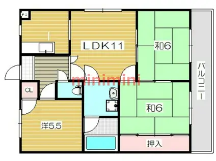 第2誠和ビル(3LDK/3階)の間取り写真