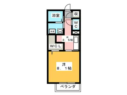 ボヌール(1K/2階)の間取り写真