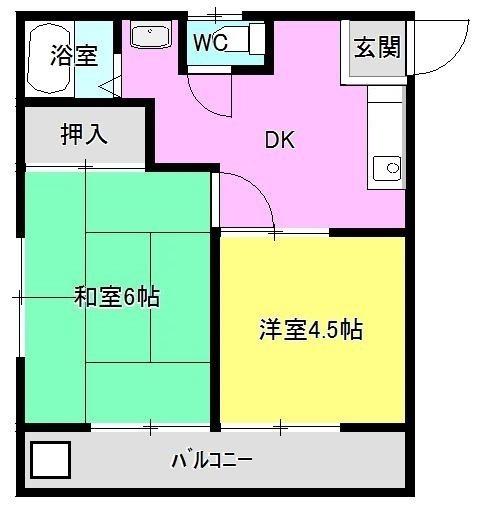 メゾンハシモト(2DK/2階)の間取り写真