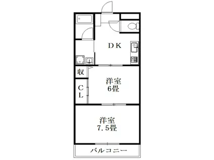アーバンコート沖洲(2DK/2階)の間取り写真