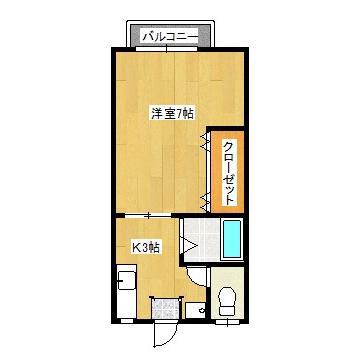 ハイツパルファンA(1K/2階)の間取り写真