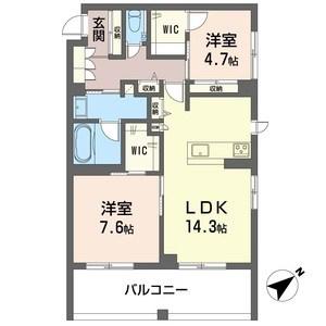 ホヌ プレミアス(2LDK/2階)の間取り写真