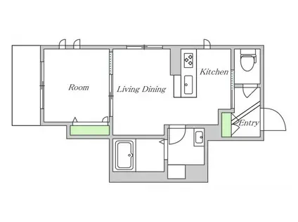 ヴィラエーデル中泉(1LDK/1階)の間取り写真