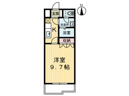ルミエールM(1K/1階)の間取り写真