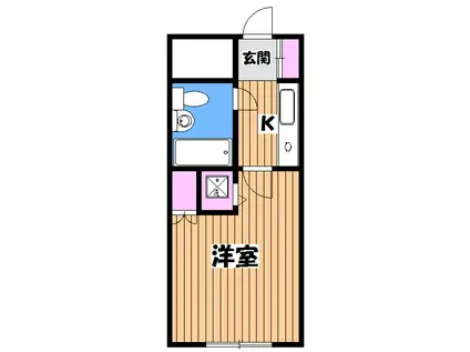 ドエル上地西八王子(1K/1階)の間取り写真