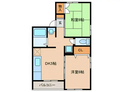 グリーンヴィレッジI(2DK/1階)の間取り写真
