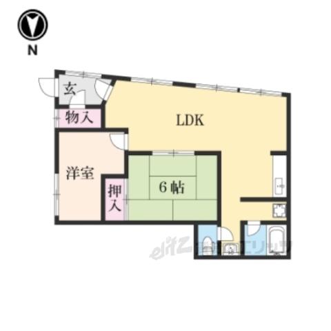 サンプラザ南京終(2LDK/1階)の間取り写真