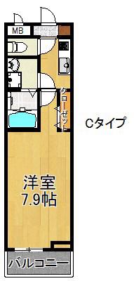 アペルト泉佐野V(1K/3階)の間取り写真