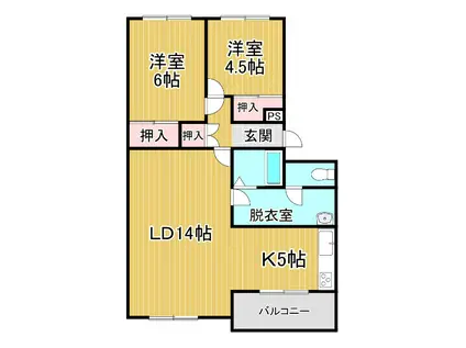 ラポレール楓(2LDK/5階)の間取り写真