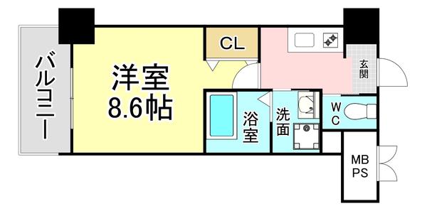 ラファエロ(1K/6階)の間取り写真