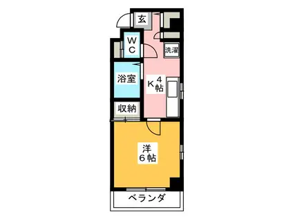 グリーンCORE(1K/4階)の間取り写真
