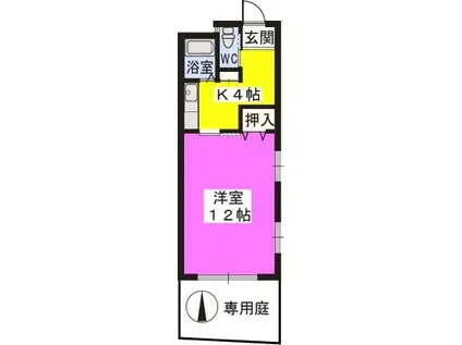 パークサイド黒川(1K/1階)の間取り写真