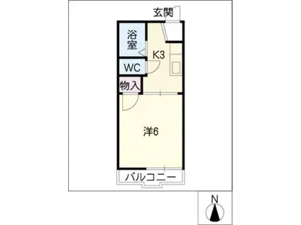 タウニィ平和(1K/2階)の間取り写真