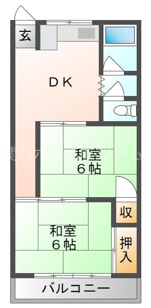 ヒロミツイースト(2DK/2階)の間取り写真