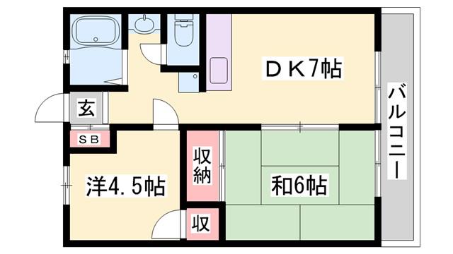 サンシティ小坂(2DK/1階)の間取り写真
