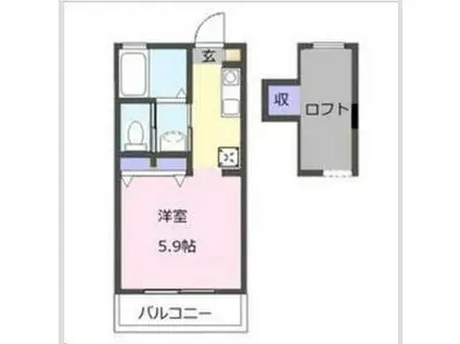 スマイルコーポI(1K/2階)の間取り写真