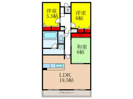 NCRE高槻(3LDK/4階)の間取り写真