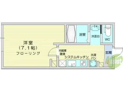 メゾンシュシュ桜ケ丘(1K/2階)の間取り写真