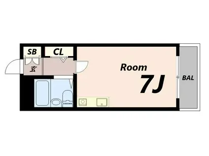 カルム白鷺(ワンルーム/4階)の間取り写真