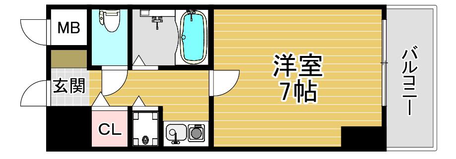 リーガル塚本VII(1K/6階)の間取り写真