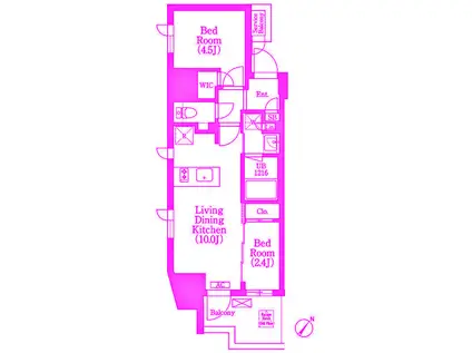 エル・セレーノ横浜関内プリマ(2LDK/11階)の間取り写真