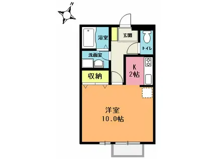 サンガーデン(1K/2階)の間取り写真