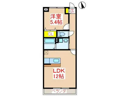 KENJOUBLDII(1LDK/2階)の間取り写真
