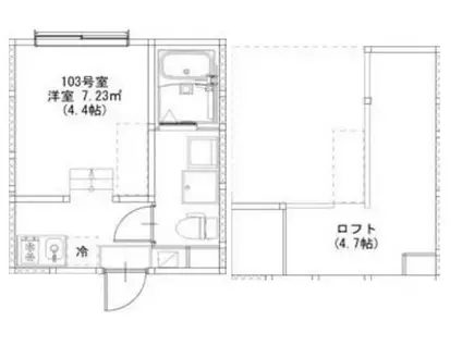 ノベレア(1K/1階)の間取り写真