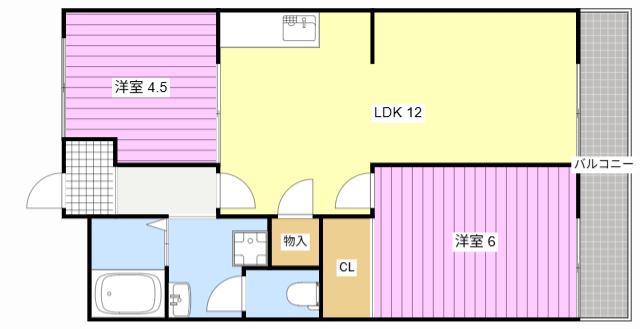 シャトレー天王(2LDK/4階)の間取り写真