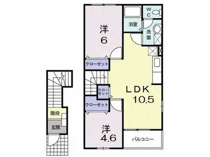 フルールIII(2LDK/2階)の間取り写真