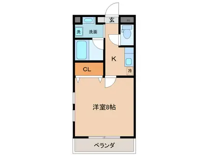 LA CHIC TERACE(1K/2階)の間取り写真